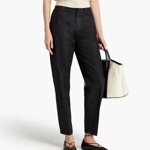 NWT TOTEME Women Coated High-Rise Tapered Jeans Sz 27 Black Cotton Casual Staple